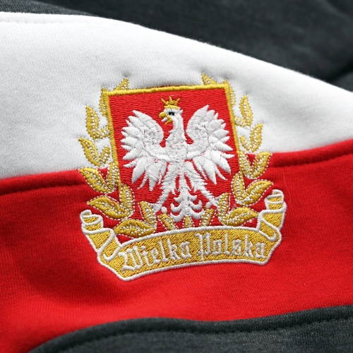 Bluza patriotyczna rozpinana z kapturem Wielka Polska grafitowa Aquila - godło
