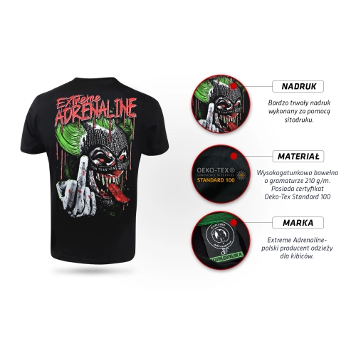 Koszulka Psycho Clown Extreme Adrenaline - infografika