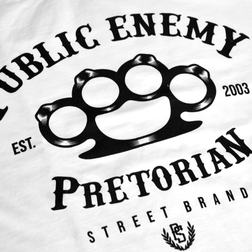 Koszulka Public Enemy biała Pretorian - nadruk przód