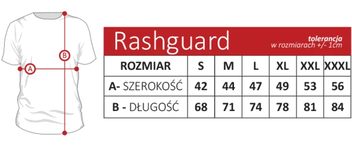 Tabela rozmiarów rashguardy MADMAN